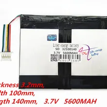 5 нитей планшетный ПК емкость батареи 32100140 3,7 в 5600 мАч Универсальный литий-ионный аккумулятор для планшетных ПК 9 дюймов 10 дюймов 11 дюймов