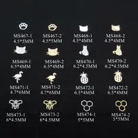 Approx. 1000pcs/bag Silver/Gold Bee Bird Cat Kitty Pineapple non-adhesive Soft Metal Sticker Nail Art Deco 1
