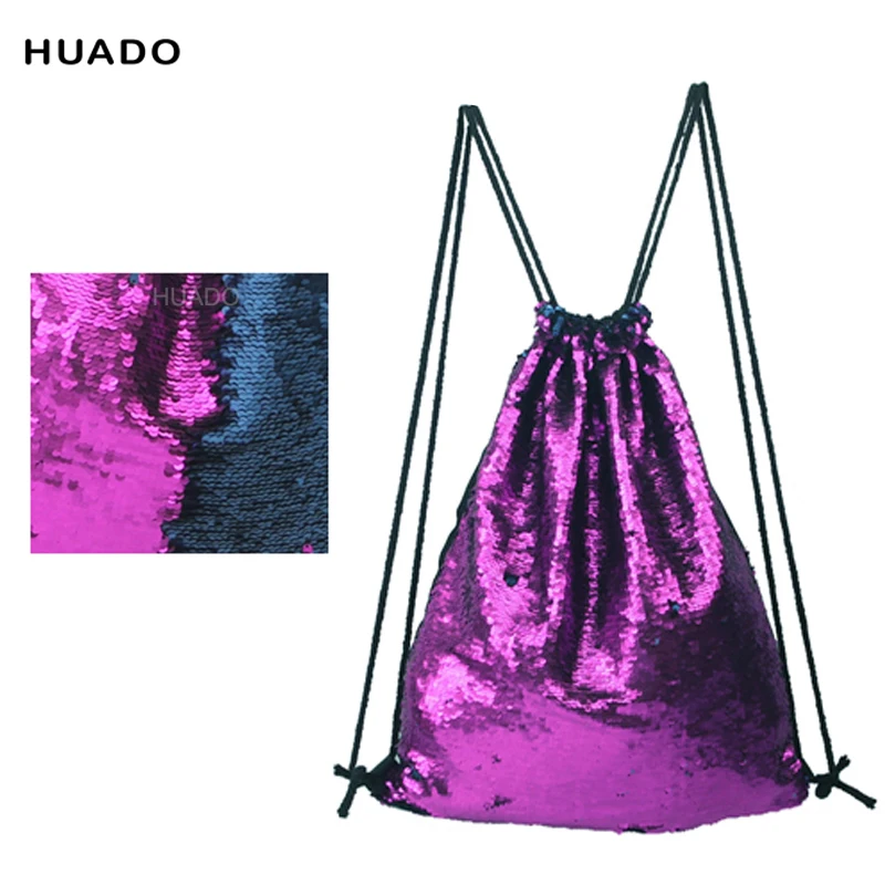 

Drawstring Bags backpack Double Color Sequins Woman Lady Female Travel Light weight Drawstring Backpack