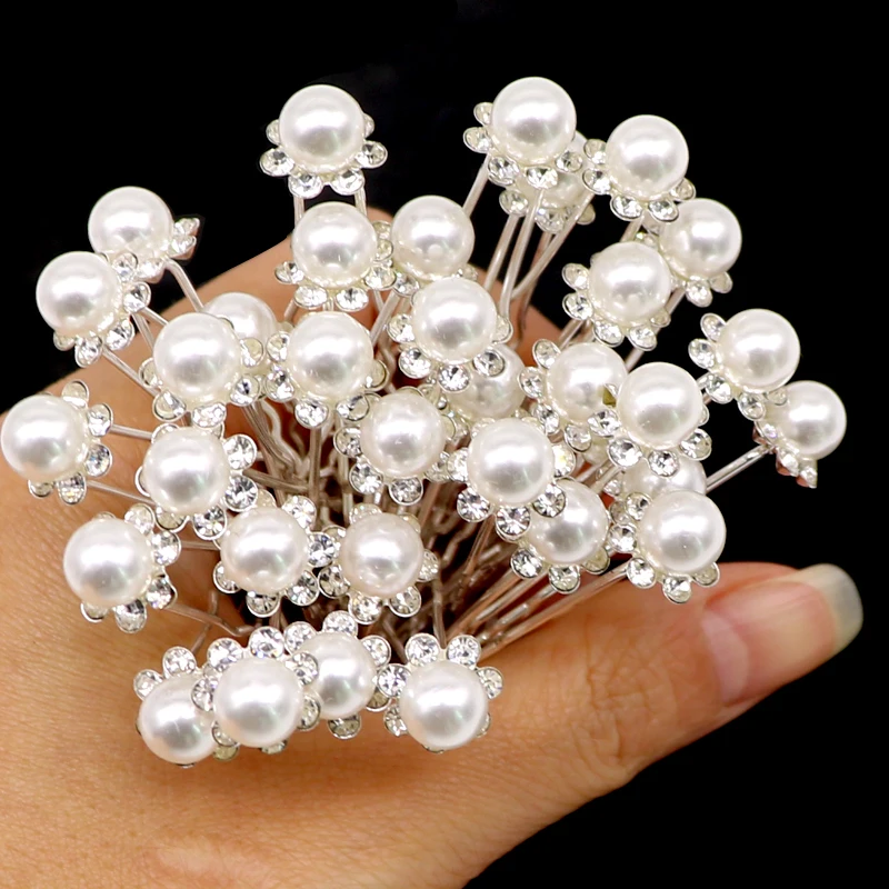1 5 12 20pcs Fashion Crystal Pearl Wedding Hair Pins Flower