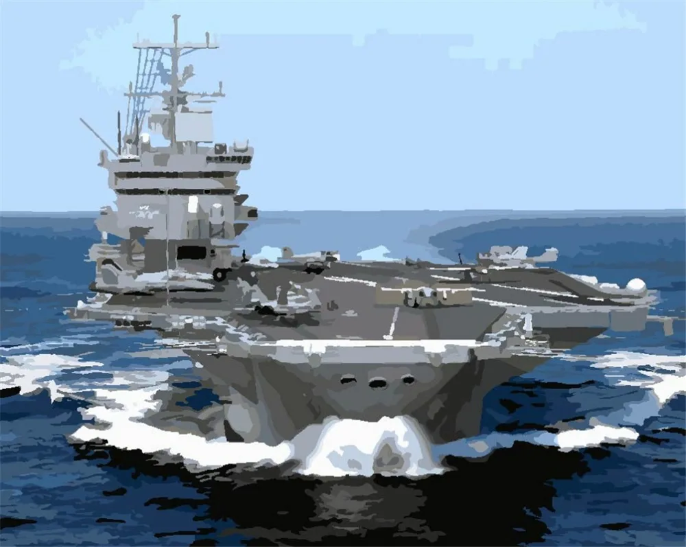 

Frameless pictures Paint by numbers 40*50 Abstract hand painted Seascape Digital oil painting on canvas Aircraft carrier