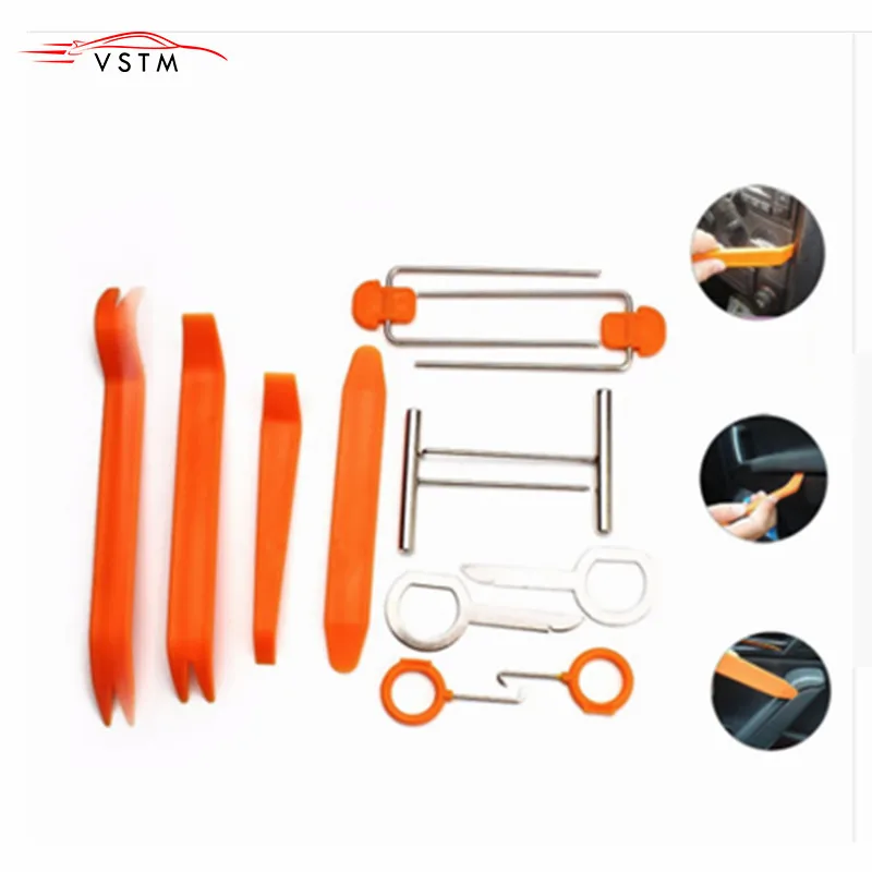 

VSTM 12pcs Car Radio Door Clip Panel Trim Dash Audio Removal Open Installer Pry Tool For all the CARS