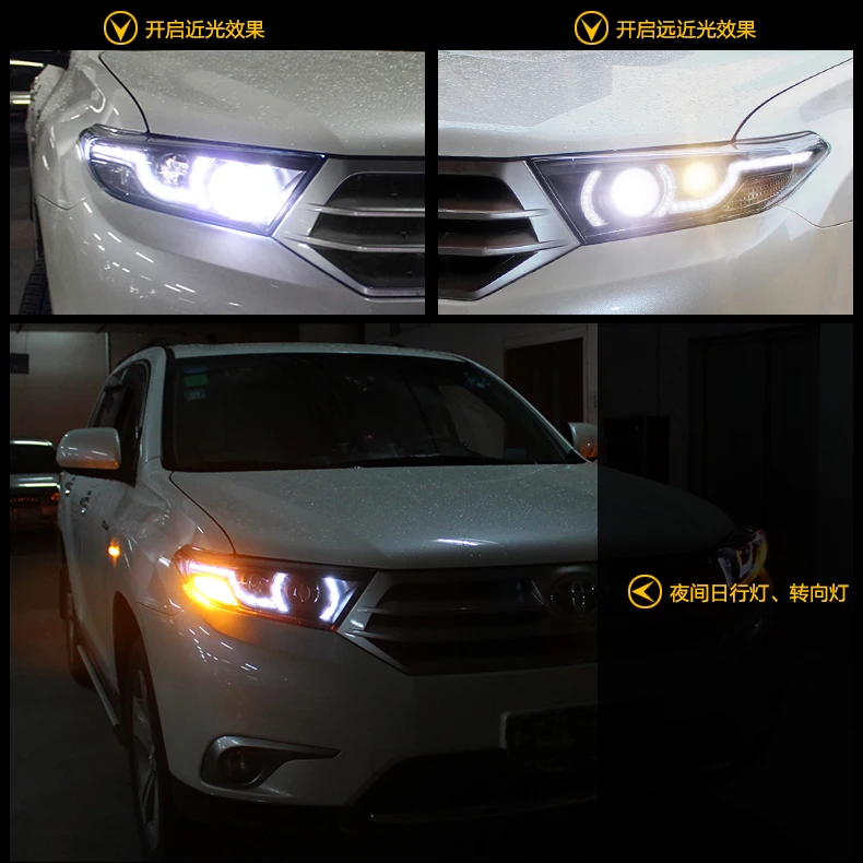 AKD автомобильный Стайлинг для фары Toyota Highlander 2012 Highlander светодиодный DRL Hid головной фонарь Angel Eye Bi Xenon аксессуары