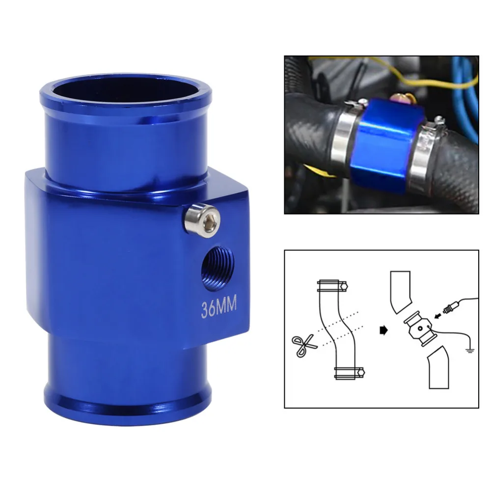 

36mm Blue Water Temperature Joint Pipe Temp Sensor Gauge Radiator Hose Adapter Car Accessories