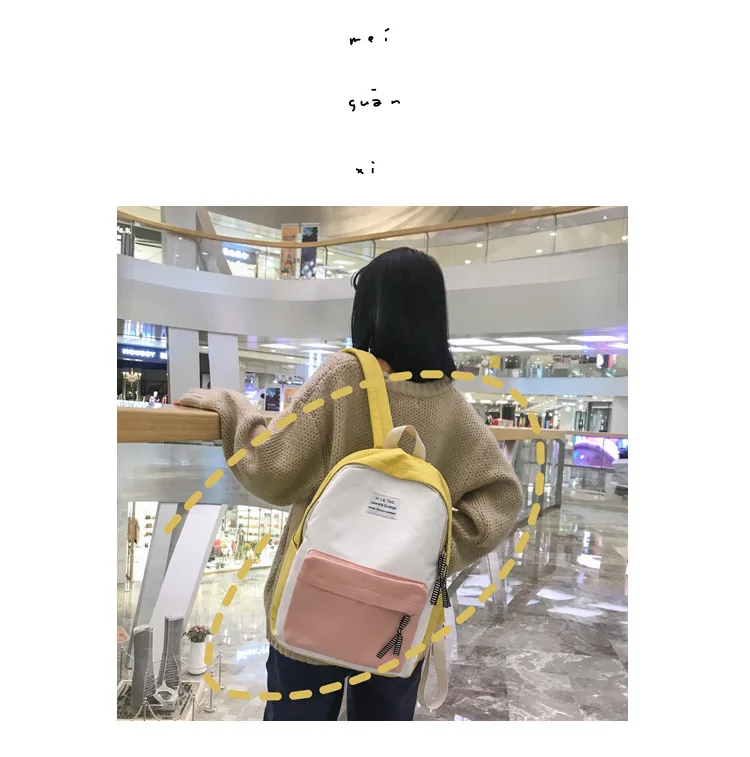 Лоскутный холщовый рюкзак для женщин и девочек, школьные сумки для подростков, школьный рюкзак, Женский Повседневный рюкзак, рюкзак контрастного цвета