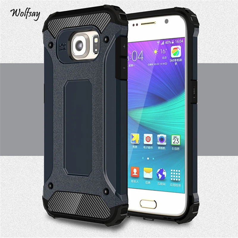 

Case For Samsung Galaxy S6 G9200 G920F Slim Armor Anti-Shock Silicone Rubber Hybrid Hard PC Phone Case For Samsung S6 Cover