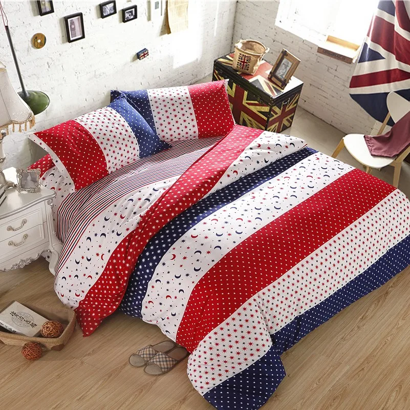 

NoEnName new bedding set king size cotton bed sheet set simple duvet cover set linens bedclothes Pink stars 3/4pcs