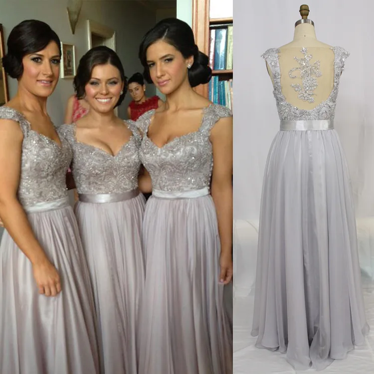 dusty grey bridesmaid dresses