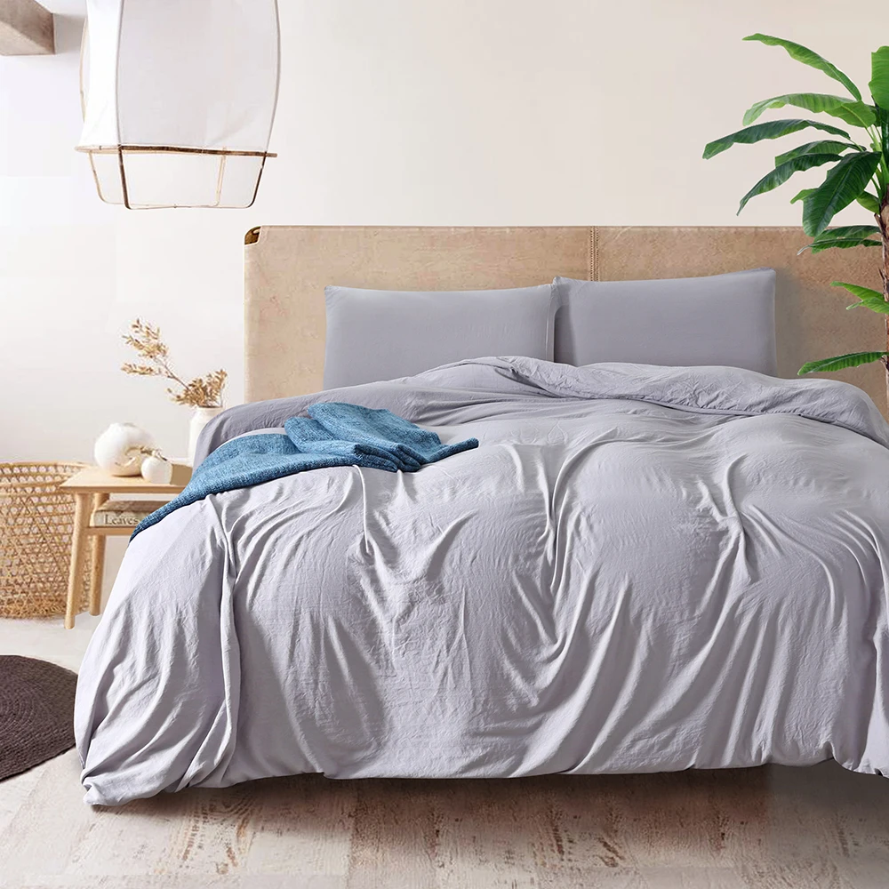 Моющийся хлопок сплошной цвет мягкий пододеяльник набор двойной queen King размер
