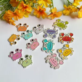 

120pcs Mixed Color Wooden Buttons Cute crab Partten Sewing Buttons Decoration for Crafts Scrapbooking DIY Button