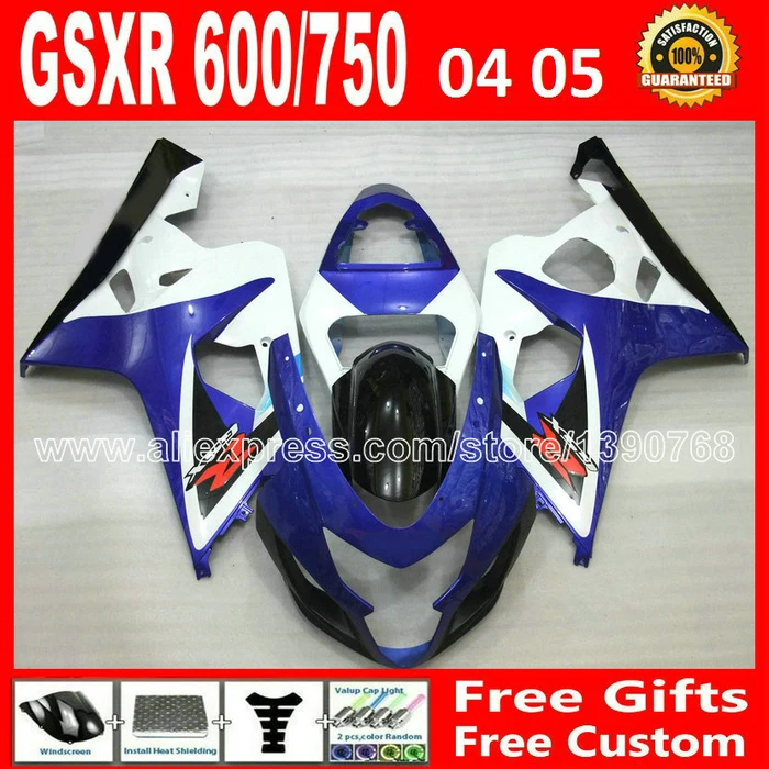 

Free custom for 2004 2005 SUZUKI GSXR 600 750 fairing kit K4 gsxr600 white black blue QXH gsxr750 fairings kits 04 05 bodywork