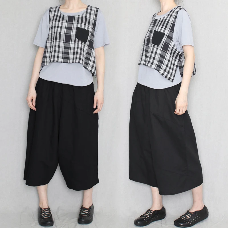 

LANMREM 2019 Autumn New Casual Fashion Temperament Women Loose Plus Wild Solid Color Seven-point Wide Leg Pants TC535