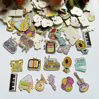 50pcs Mixed Musical Instruments 2 Holes Natural Wooden Buttons Decorative Scrapbooking Sewing Accessories For Craft 2