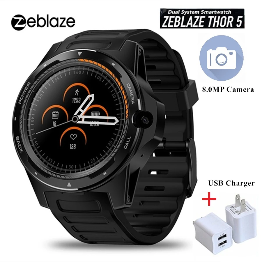 New Zeblaze THOR 5 Dual Systems 4G Smart Watch 8MP Front