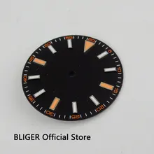 30,8 мм черный стерильные Циферблат оранжевый светящиеся знаки циферблат подходит для MIYOTA 8205 8215 Минчжу 2813 автоматический механизм D31