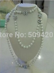 

Free shipping >>@ +STYLISH 8MM WHITE SHELL PEARL & ENAMEL NECKLACE 60