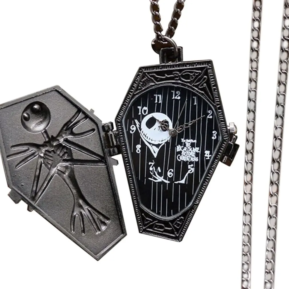 Мультяшное ожерелье с изображением трупа, карманные часы с подвеской и цепочкой, винтажные изысканные кварцевые карманные часы унисекс