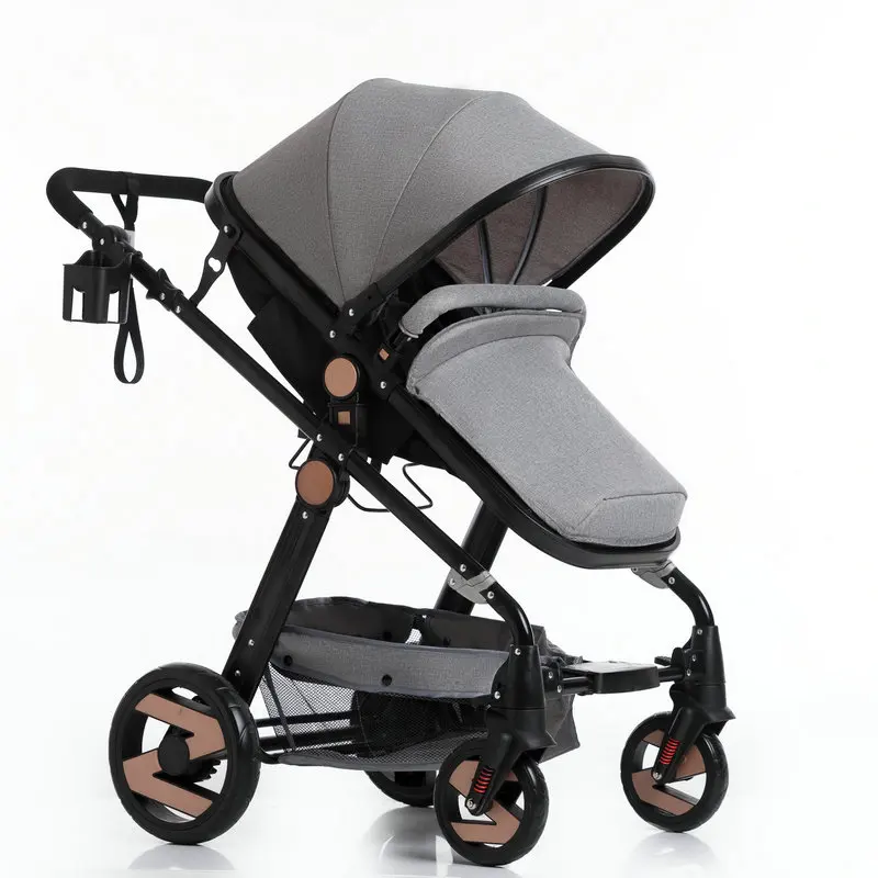 

Wisesonle Baby stroller high landscape stroller four wheel cart light folding can sit reclining newborn trolley