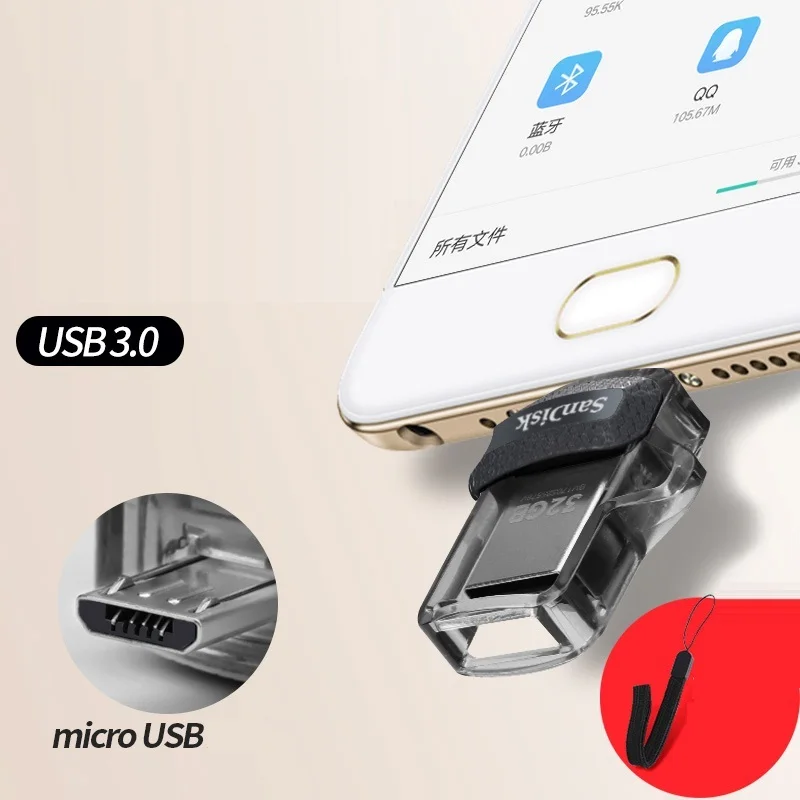 Флеш накопитель SanDisk Ultra Dual USB OTG 32 ГБ 16 3 0 128 64 ГБ|otg usb flash drive|pendrive 64gbusb drive 32gb |
