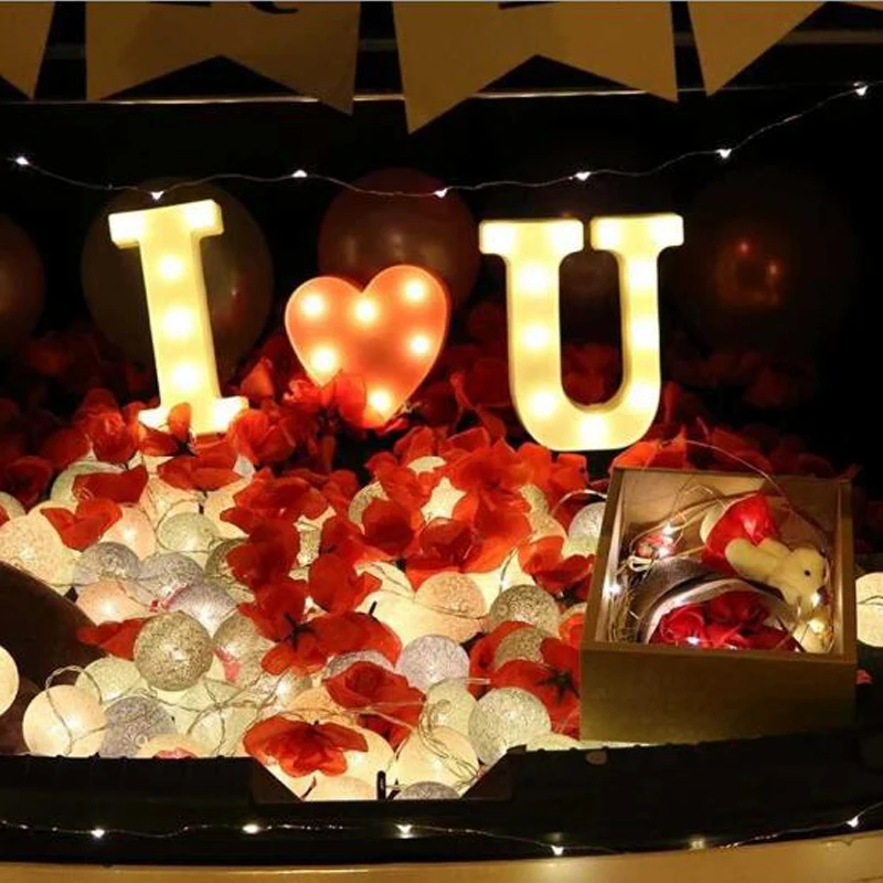 

Digital Letters White LED Night Light Marquee Sign Alphabet Lamp For Birthday New Year Valentine's Day Decor Lamp Battery Power