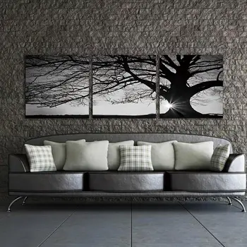 

3 Panel Modern Printed Tree Painting Picture Cuadros Sunset Canvas Painting Wall Art Home Decor For Living Room No Frame