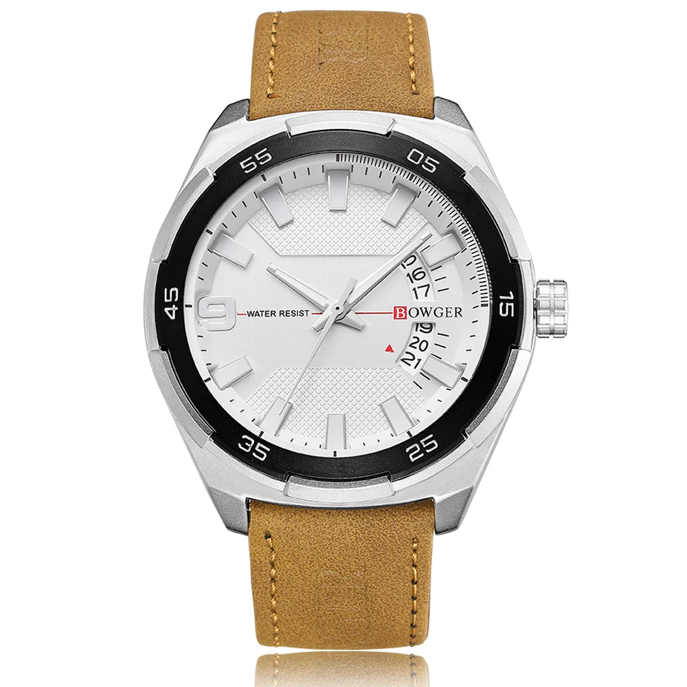 BOWGER Fashion Casual Brand Waterproof Quartz Watch Men Military Stainless Steel Sports Watches Man Clock Relogio Masculino (2)