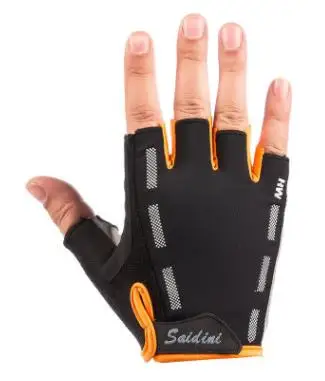 Перчатки для езды на велосипеде, перчатки на полпальца, дышащие велосипедные перчатки, перчатки для езды на мотоцикле, шоссейном велосипеде, мужские и женские спортивные перчатки - Цвет: Black orange