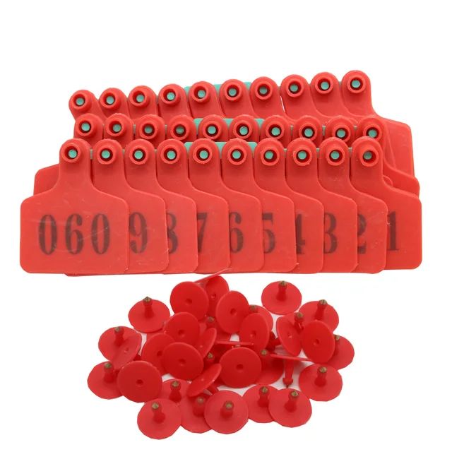 Livestock Identification Red Ear Tags for Goats Sheep Cattle Cows Pigs 100 Packs TPU Precision Ear Tags 1