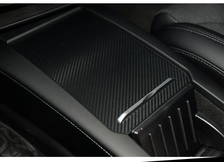 Автомобильная наклейка для Tesla модель X модель S сиденье центральный подлокотник-ящик клеящеяся пленка для автомобиля Углеродные волоконные наклейки Автомобильная консоль защитная пленка