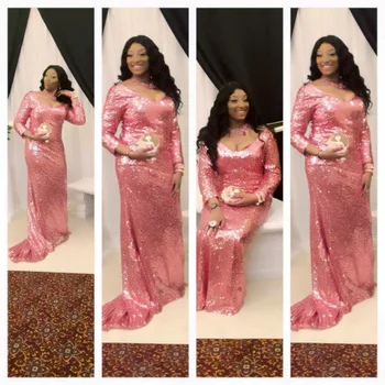 

Pink Gold Sequined Lace Fabric High Quality allovered Embroidery lace For Clothes Christmas Decoration 5yards/lot m10415