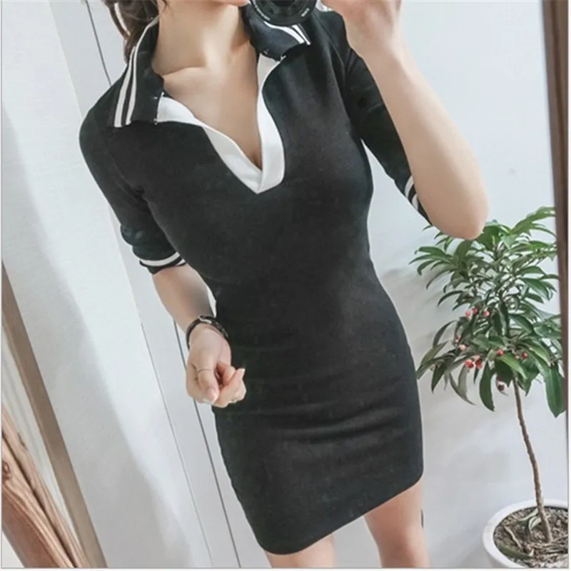 Платье мини женское Облегающее с V образным вырезом и коротким рукавом|mini dress|vestidos