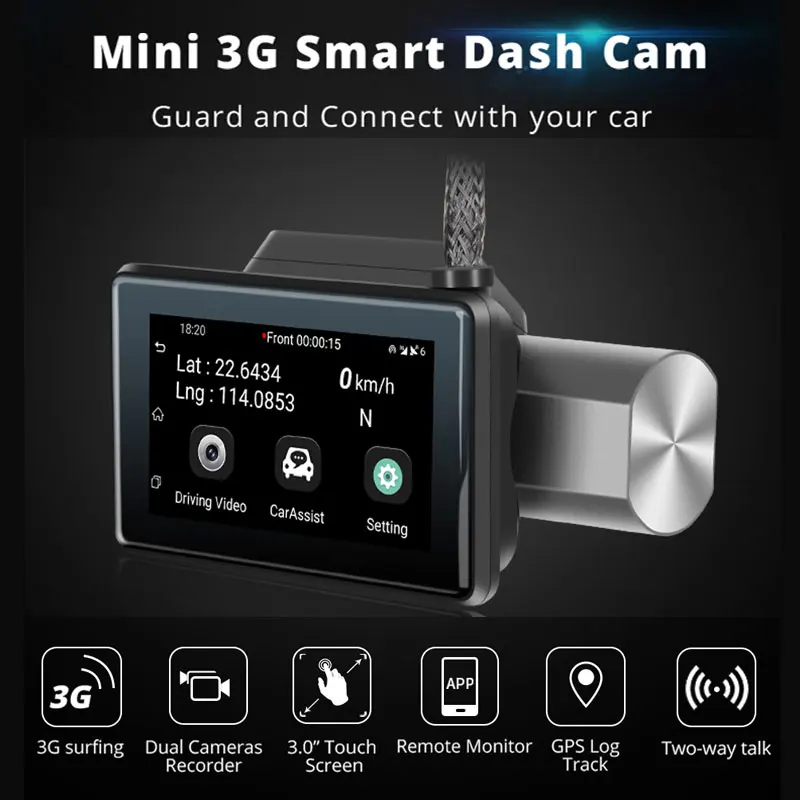 Автомобильный регистратор Anstar 1080P Android 5 0 3G Wi Fi двойной объектив GPS трекер
