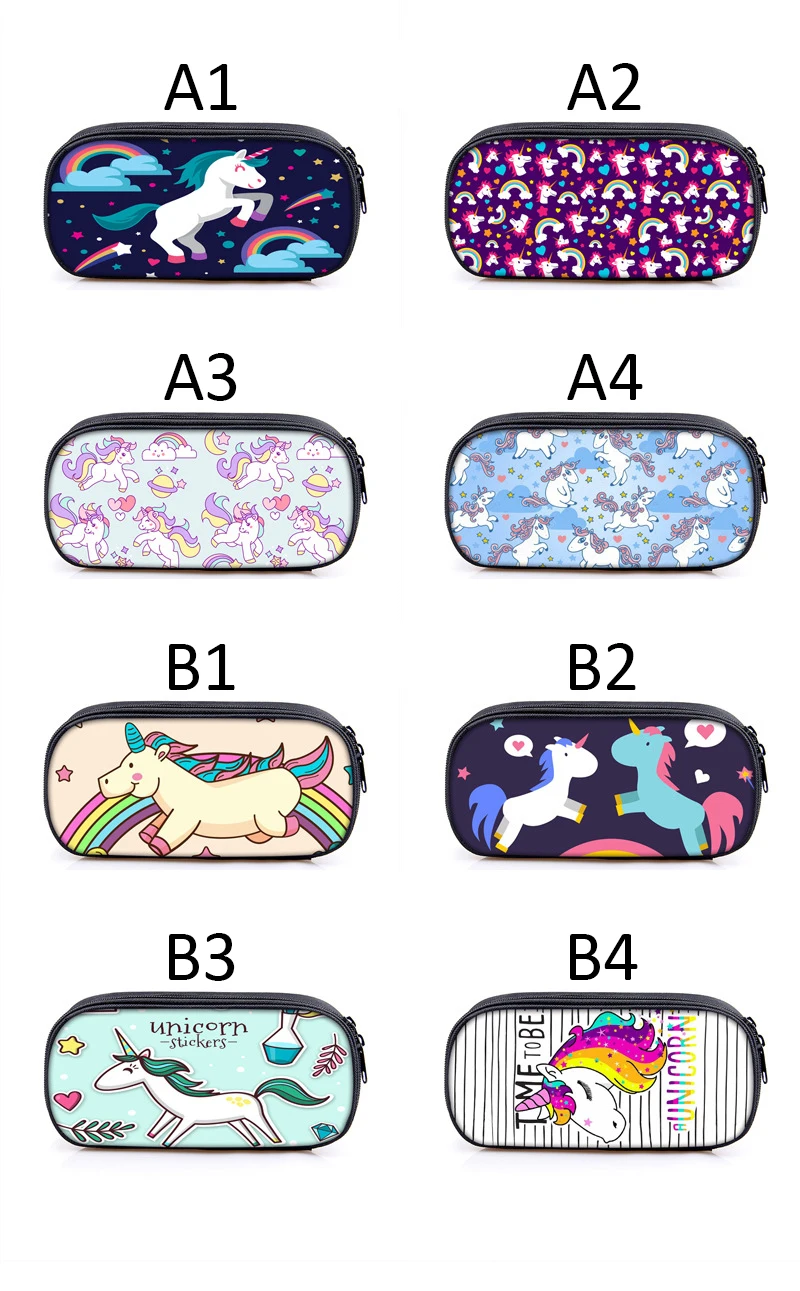 Unicorn pencil bag cartoon stationery waterproof Oxford pen bag large zip compartment large capacity pencil case school supplies (22) 