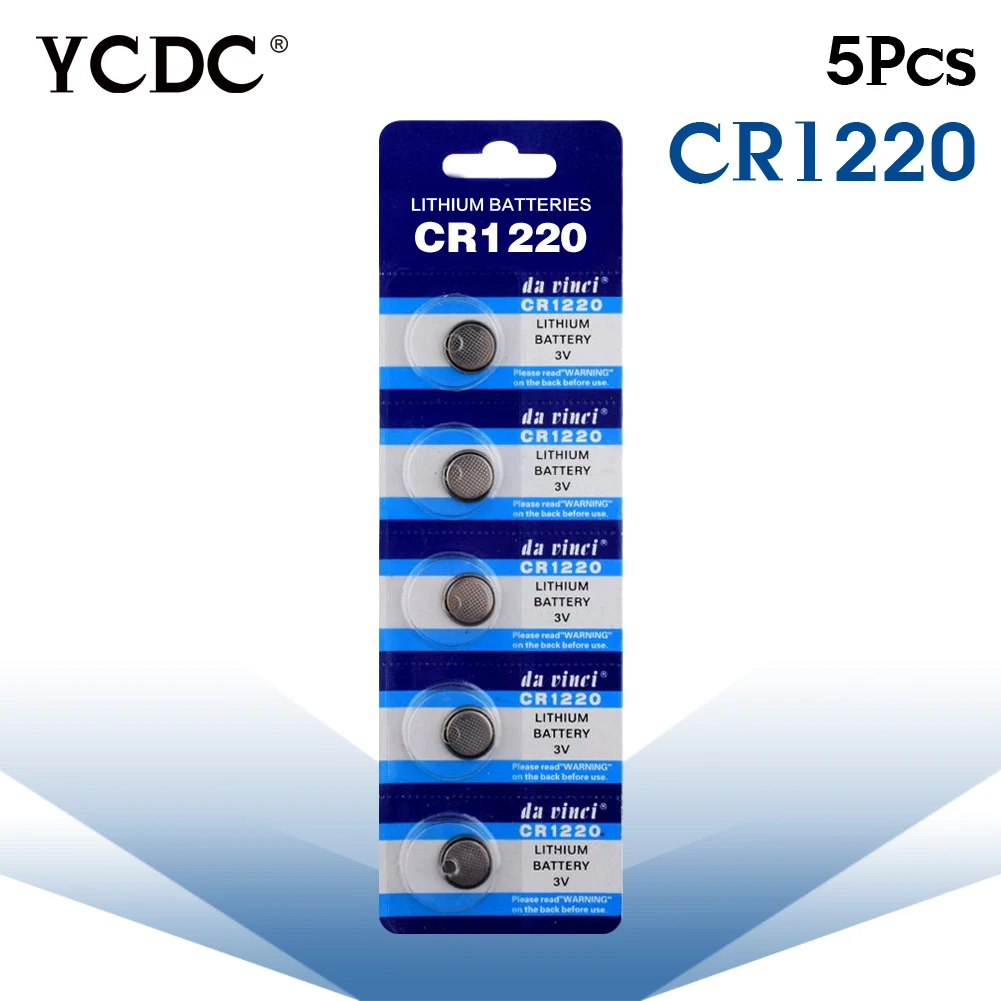 

YCDC 11.11 Big Promotion Button battery 5 Pcs 3V Lithium CoCells Button Battery CR1220 ECR1220 LM1220 KCR1220 DL1220 EE6219