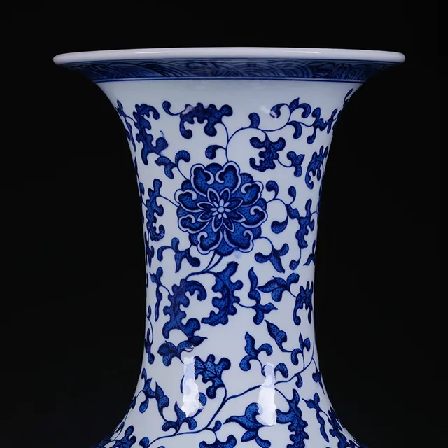Jingdezhen Traditional Chinese Large Porcelain Floor Vase Antique Blue and White Dragon Fine Ceramic Vase For Home Office Decor 2