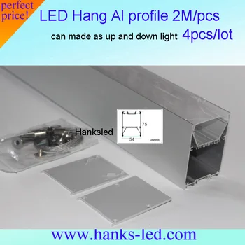 

2M/pcs 75*54mm big aluminum profile can make as up and down light 8m/lot