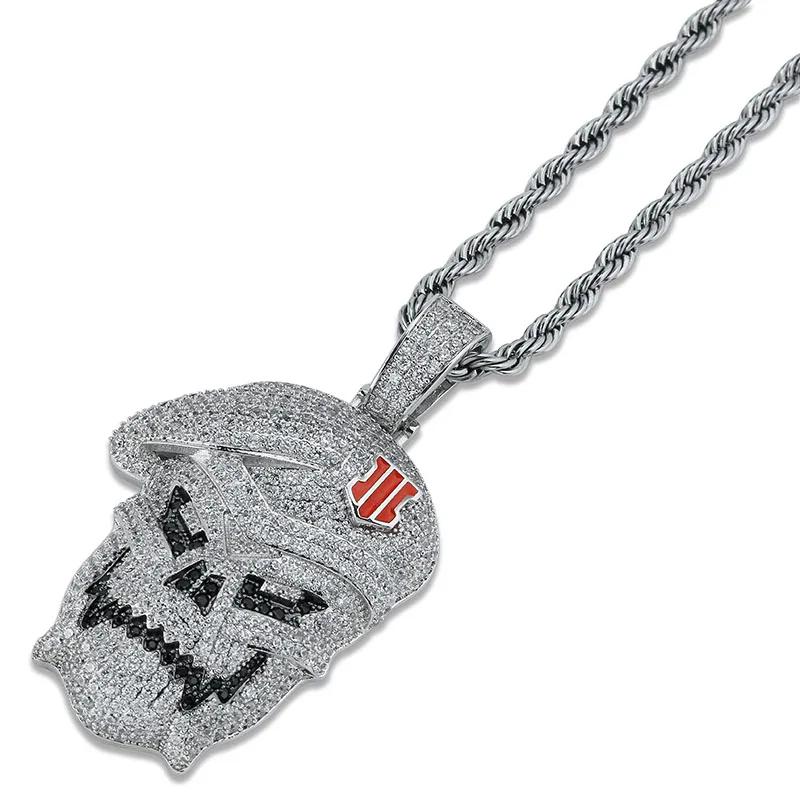 JINAO AAA Micro Pave Black Ops кулон череп скелет ожерелья серебро кубический циркон Iced Out цепи для мужчин хип хоп ювелирные изделия мужской подарок