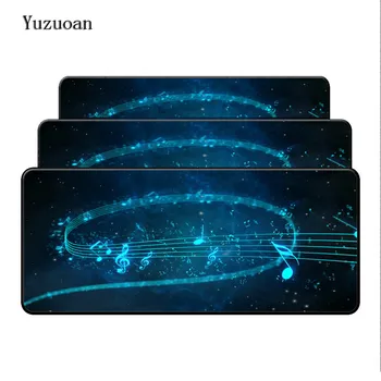 

Yuzuoan Large Soft Desktop Pad Mousepads Optical Computer Mouse Mat Blue sheet music Background Durable Anti-slip Lock Edge Pad