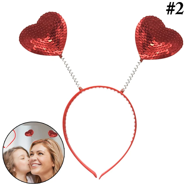 Love Heart Headband Valentine'S Day Sequins Headband Party Stage
