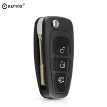 KEYYOU для Ford Focus Mk1 1999-2005 Mondeo 2001-2007 Fiesta Transit 2000-2006 подключение FO21 лезвие складной дистанционный ключ 3 кнопки