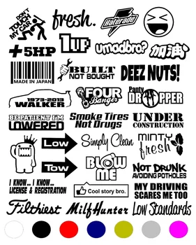 

For 1Set JDM CAR STICKER DECAL VINYL 10 PACK LOT *FREE SHIP* EURO FUNNY BOOST LOW TUNER Car Styling
