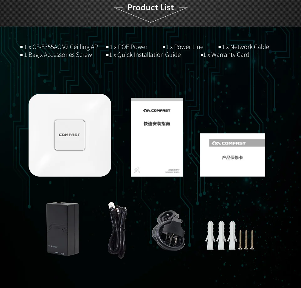 

2pcs COMFAST 1200M wireless Ceiling AP 2.4G/5G Dual band Wifi Signal Amplifier Wifi Router with 48V POE openWRT Access Point AP