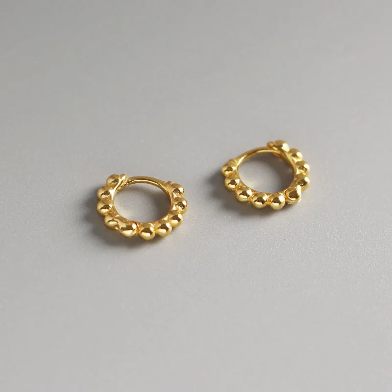 Silvology 925 стерлингового серебра круглые бусины простые круглые серьги дикие элегантные геометрические серьги для женщин летние ювелирные изделия подарок - Цвет камня: Gold-10.6mm