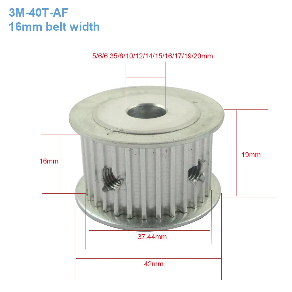 HTD3M 40 т ременный шкив 16 мм ремень Ширина 40 зубьями Шестерни шкив 5/6/6,35/8/10/12/15/16/17/19/20 мм Диаметр AF зубчатый шкив колеса