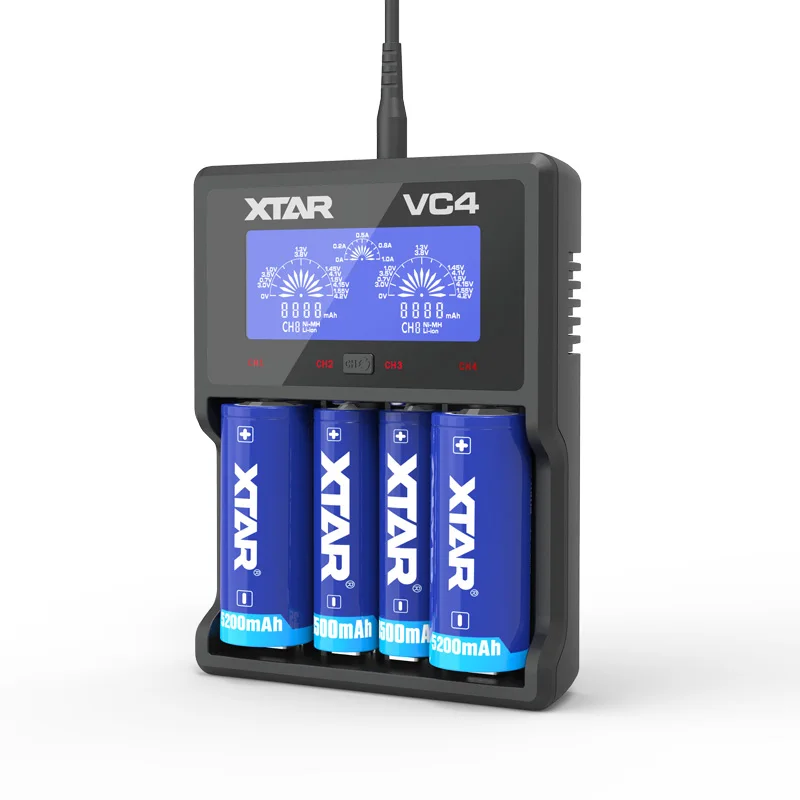 XTAR ЖК-дисплей Зарядное устройство QC 3,0 быстрой зарядки для VC4S/VC2S Мощность банк Зарядное устройство/VC2 VC4 USB Зарядное устройство 20700 21700 18650 Батарея Зарядное устройство - Цвет: VC4