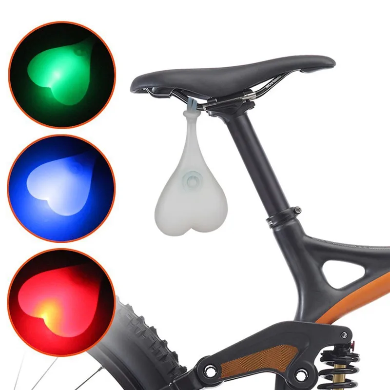 В форме сердца Предупреждение светодиодный фонарик водонепроницаемый силиконовый велосипедный Задний габаритный фонарь велосипедный фонарь подвеска к велосипеду хвост
