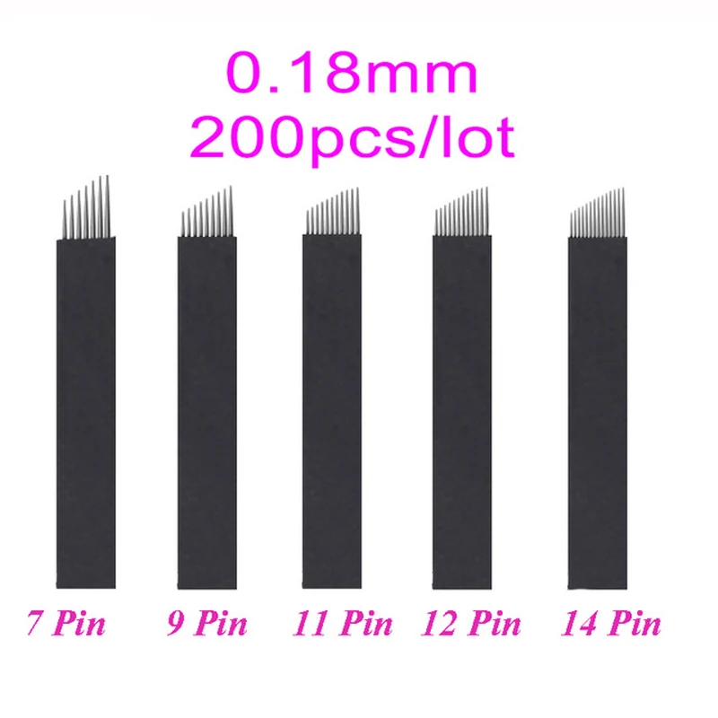 

200pcs 0.18mm Lamina Para Tebori Flex Microblading Needles 7 9 11 12 14pin Tattoo Blades eyebrow shading Permanent makeup tattoo