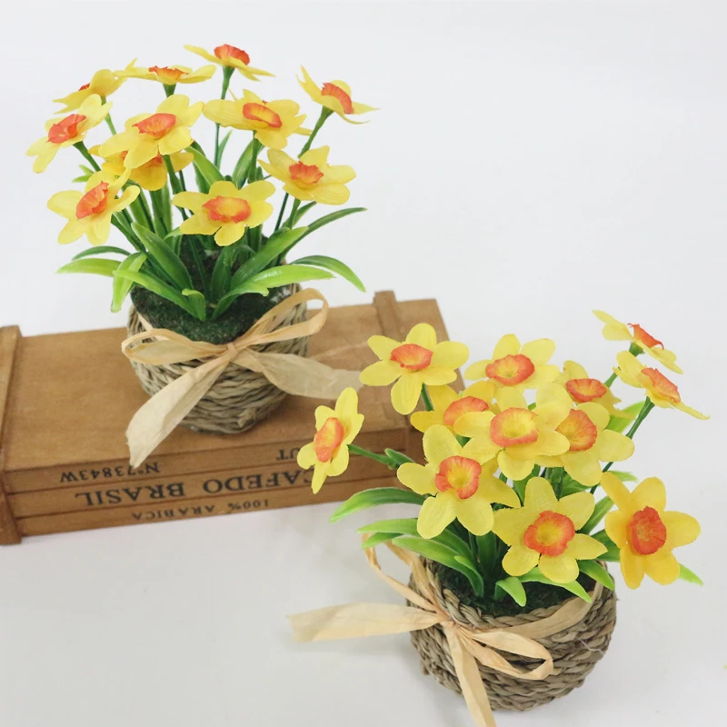 JAROWN Simulation Daffodil Set Artificial Narcissus Flower Silk Flower Plants Wedding Flores Home Decoration (4)