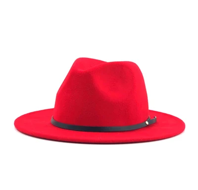Шерстяная фетровая шляпа Hawkins фетровая Кепка с широкими полями дамская шляпа Trilby Chapeu Feminino шляпа для женщин и мужчин джазовая церковная Крестный отец шляпы сомбреро - Цвет: Red