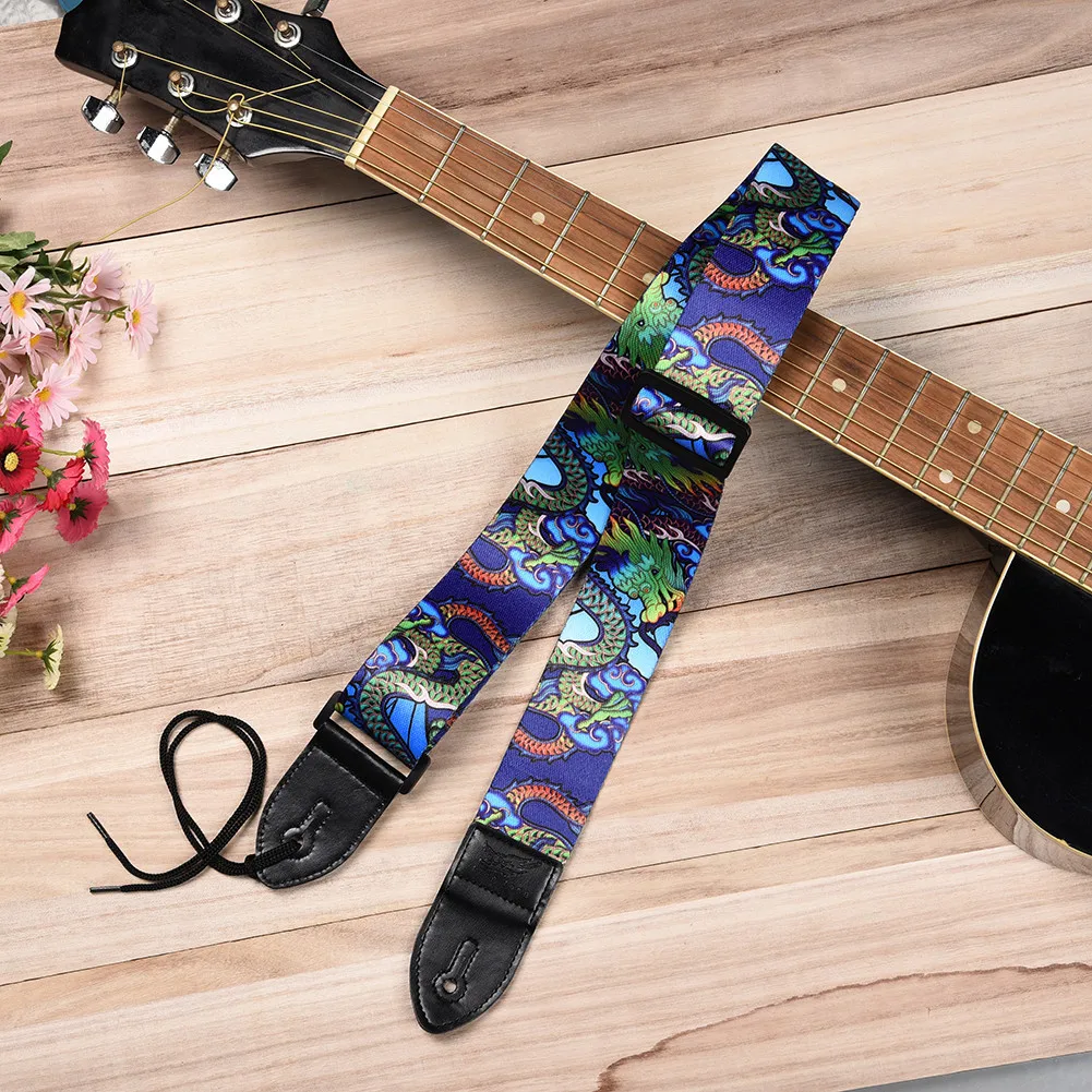 

High Quality Hot Sale Guitar Straps Personalized Printing Dragon Pattern for Guitar Bass Electric Guitar Straps